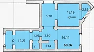 Продам двухкомнатную квартиру в новостройке 59.6 м² этаж 10/17 город Оренбург улица Березка 19/1 «Ботанический сад» жилой комплекс городской округ Оренбург