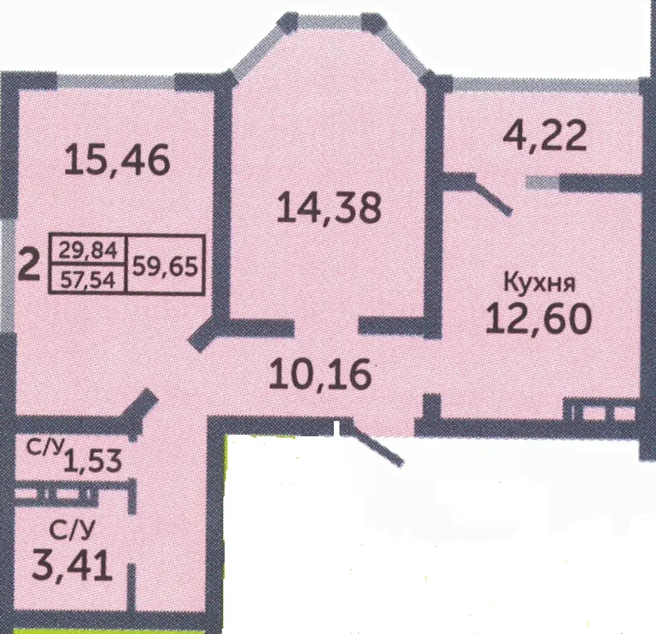 Продам двухкомнатную квартиру 59.2 м² этаж 10/17 город Оренбург улица Березка 19/2 городской округ Оренбург-3