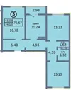 Продам трехкомнатную квартиру в новостройке 74.2 м² этаж 13/17 город Оренбург улица Березка 19/1 «Ботанический сад» жилой комплекс городской округ Оренбург